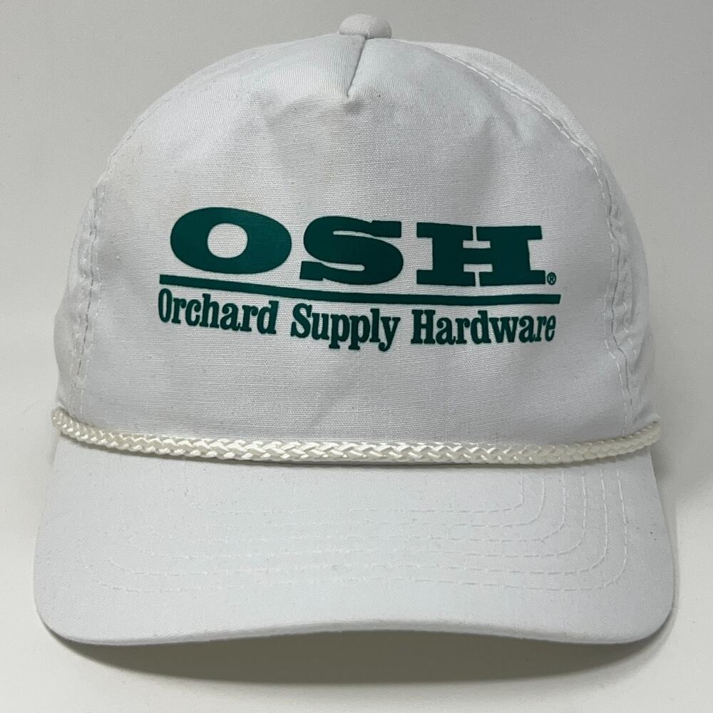 Vintage OSH Orchard Supply Hardware Hat Baseball Cap Rope Corded Snapback White